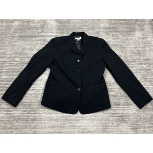 Talbots Blazer Womens 8 Black Button Up Jacket 100% Wool Made‎ in United States